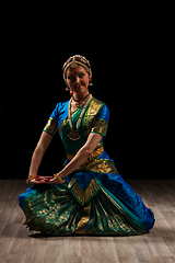 Image showing Beautiful girl dancer of Indian classical dance Bharatanatyam