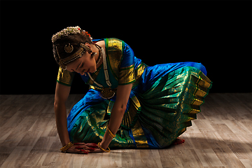 Image showing Beautiful girl dancer of Indian classical dance Bharatanatyam