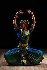 Image showing Beautiful girl dancer of Indian classical dance Bharatanatyam