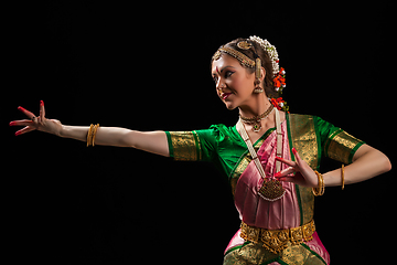 Image showing Beautiful girl dancer of Indian classical dance Bharatanatyam