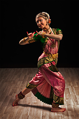 Image showing Beautiful girl dancer of Indian classical dance Bharatanatyam