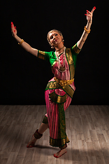 Image showing Beautiful girl dancer of Indian classical dance Bharatanatyam