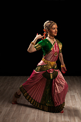 Image showing Beautiful girl dancer of Indian classical dance Bharatanatyam