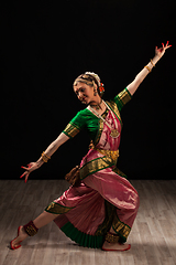 Image showing Beautiful girl dancer of Indian classical dance Bharatanatyam