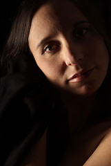 Image showing dark-haired woman portrait