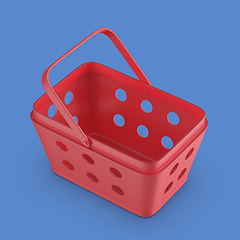 Image showing Shopping basket on blue background