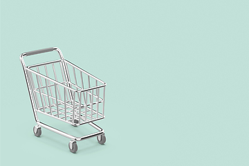 Image showing Empty silver colored shopping cart