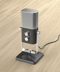 Image showing Microphone on wooden desk