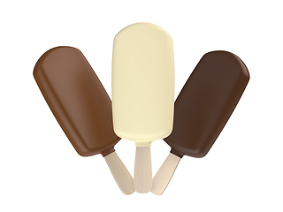 Image showing White, milk and dark chocolate ice creams