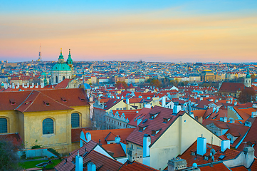 Image showing Skyline of Prague twilight Czech
