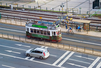 Image showing Road traffic tram Lisbon Portugal