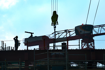 Image showing Silhouette construction worker site man