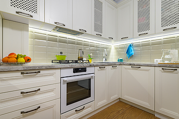 Image showing White kitchen in classic style