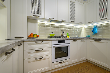 Image showing White kitchen in classic style