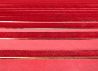 Image showing Red carpet on stairway