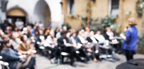 Image showing Female speaker at Business Conference.