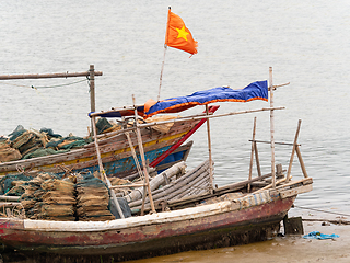 Image showing Old, wooden fishing boats in Thanh Hoa, Vietnam