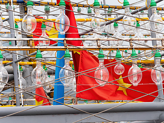 Image showing Light bulbs used for night fishing in Thanh Hoa, Vietnam.