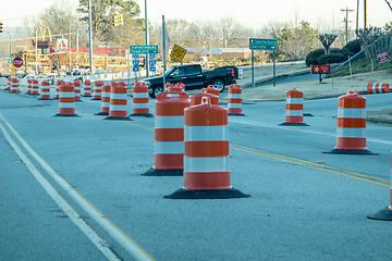 Image showing abstract highway contruction while driving