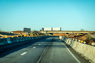 Image showing abstract highway contruction while driving