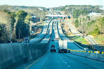 Image showing abstract highway contruction while driving