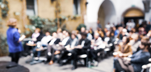 Image showing Female speaker at Business Conference.