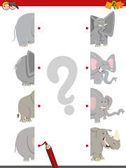 Image showing match the halves of animals