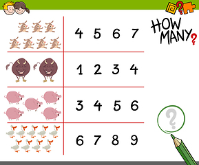 Image showing counting game with farm animals