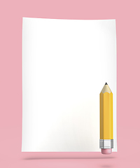 Image showing Pencil with empty paper sheet
