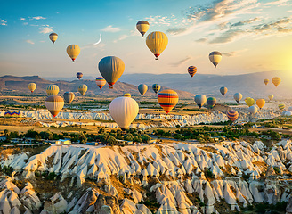 Image showing Air balloons flying over Cappadocia
