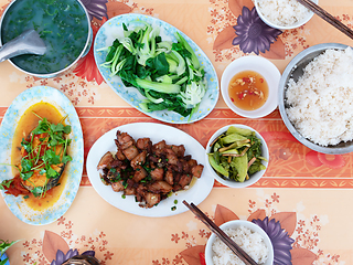 Image showing Lunch table for two in Thanh Hoa, Vietnam