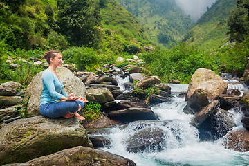 Image showing Woman in Padmasana outdoors