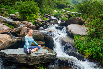 Image showing Woman in Padmasana outdoors