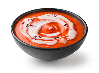 Image showing tomato cream soup on white background