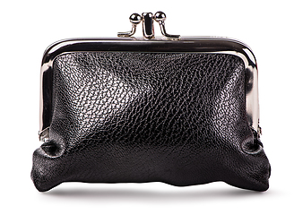 Image showing Black leather purse