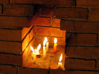 Image showing Candlelit walls. Chiang Mai. Thailand