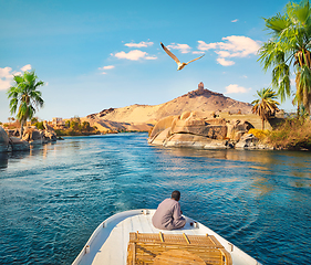 Image showing Boat driving on Nile