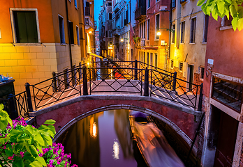 Image showing Canal and bridge in Venice