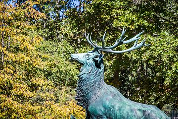 Image showing Deer statue in Luxembourg Gardens, Paris, France