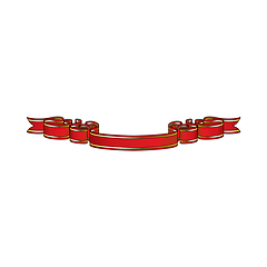 Image showing Red Ribbon With Golden Stripes