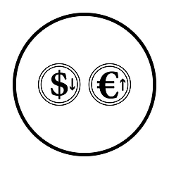 Image showing Falling Dollar And Growth Up Euro Coins Icon