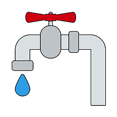 Image showing Flat Design Pipe With Valve Icon