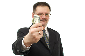 Image showing Business men give some notes