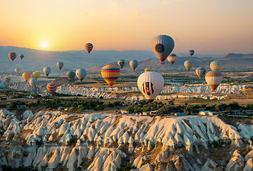 Image showing Air balloons over the plateau