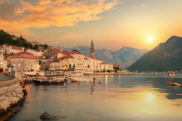 Image showing Bay of Kotor at sunset