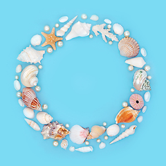 Image showing Seashell and Pearl Abstract Decorative Wreath