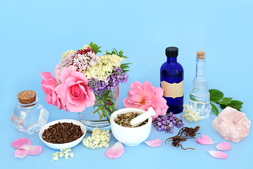 Image showing Flowers and Herbs used in Natural Alternative Herbal Remedies 