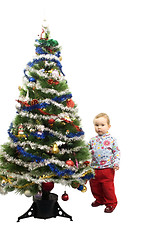 Image showing Baby and christmas tree