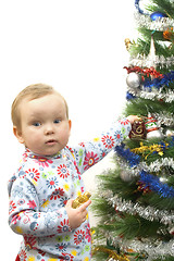 Image showing Baby and christmas tree