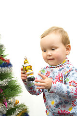 Image showing Baby and christmas tree